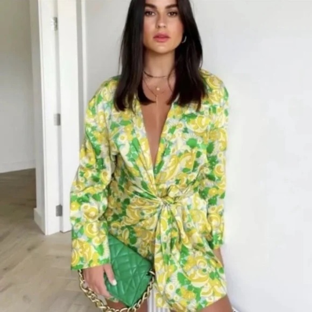Zara floral mini satin dress